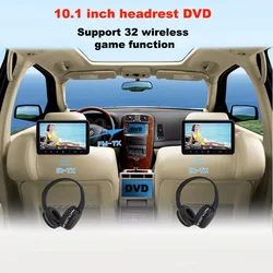 10.1'' Car DVD 1080P HD Car Screen Rear Seat Headrest Monitor DVD/VCD/CD/MP4/MP3/SD/USB/FM Support Games Function Wireless game
