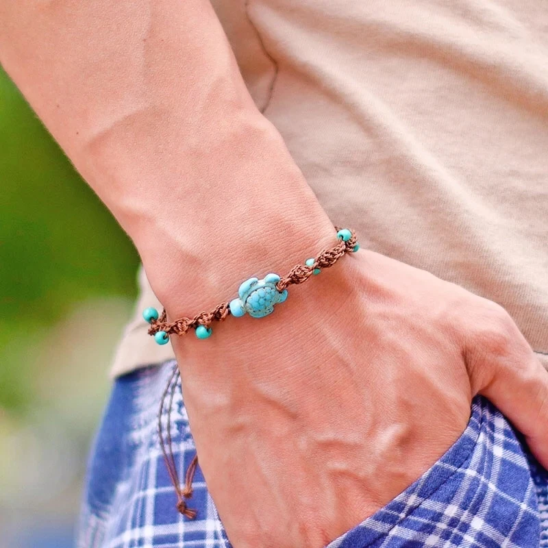 Böhmen Seil Armband Unisex Einstellbare Schildkröte Armband Sommer Strand Schmuck 4mm Reis Perle Armband Surf Brazalete Pulseira Joias – Detail 7