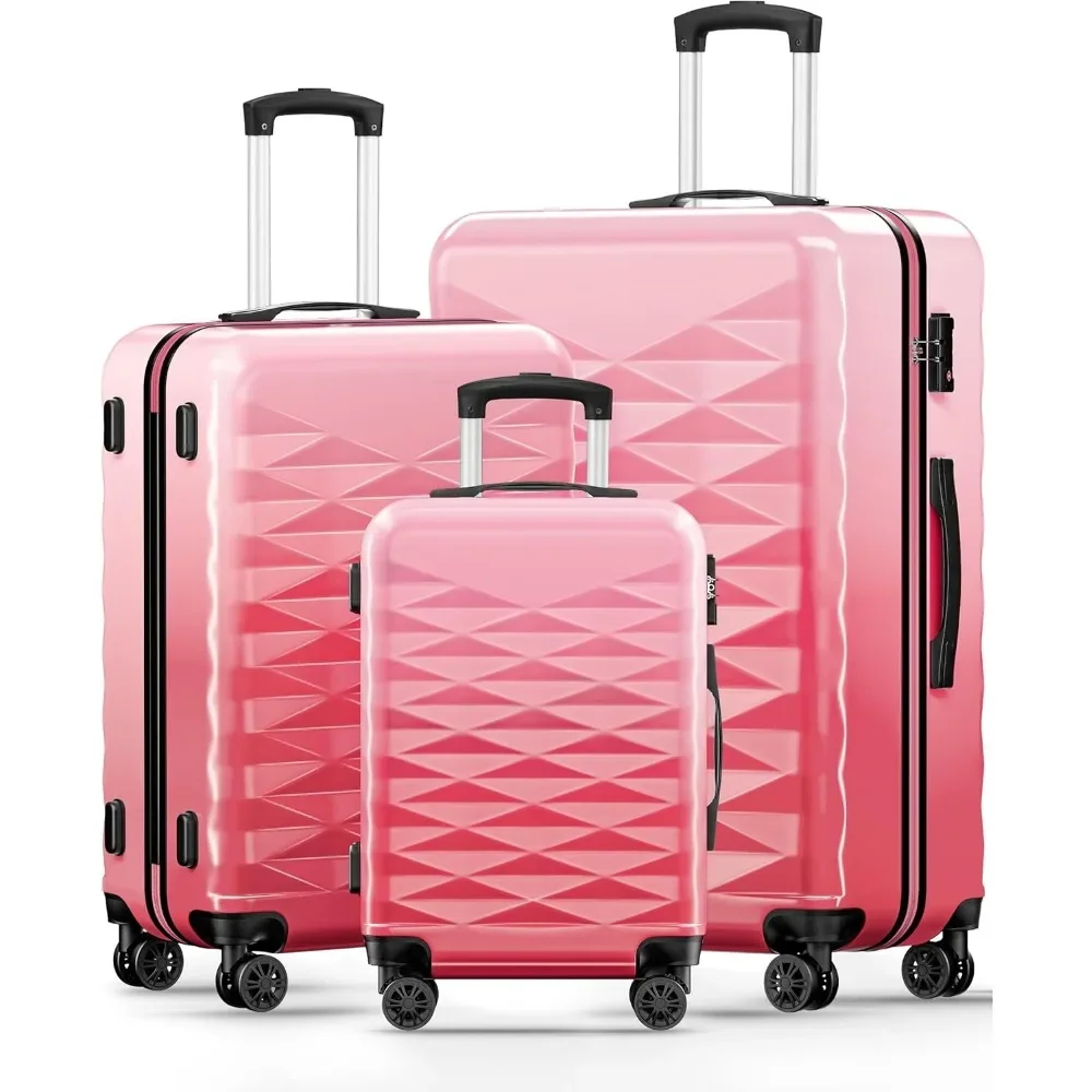

luggage sets 3 piece,Hardside Lightweight Suitcase Sets with Spinner Wheels & TSA lock, Large Suitcase