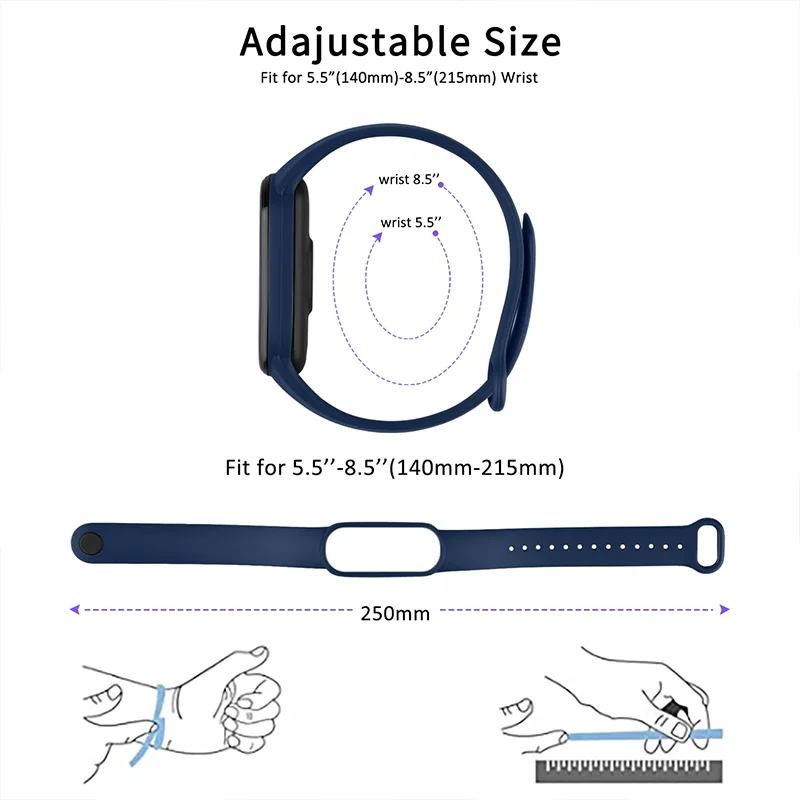 3 pezzi cinturino in silicone per Mi Band 7 6 4 5 3 9 braccialetto Xiaomi Mi Band cinturino sportivo cinturino di ricambio accessori Smartwatch