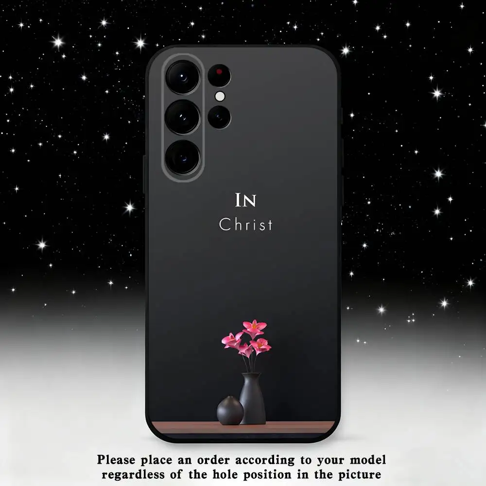 حافظة هاتف مسيحية لآية الكتاب المقدس لهاتف سامسونج S25، S24 Ultra، S20، S30 plus، S22 plus، S23، S30 Ultra 5G غلاف أسود من السيليكون