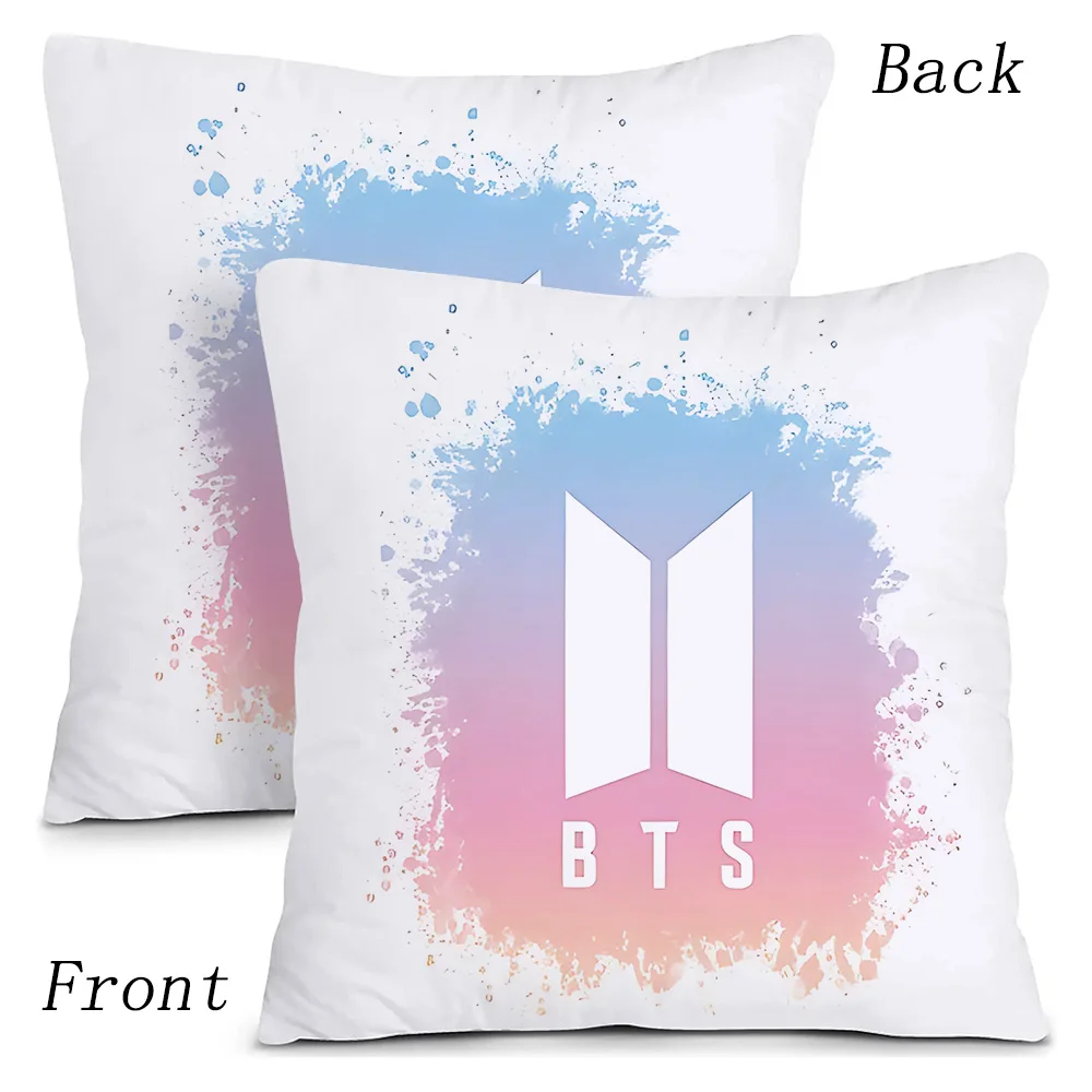 Fashion Trends Kpops Pillow Covers Cartoon Sofa Decorative Home Double-sided Printing Short Plush Cute B-B-BTS-S Cushion Cover