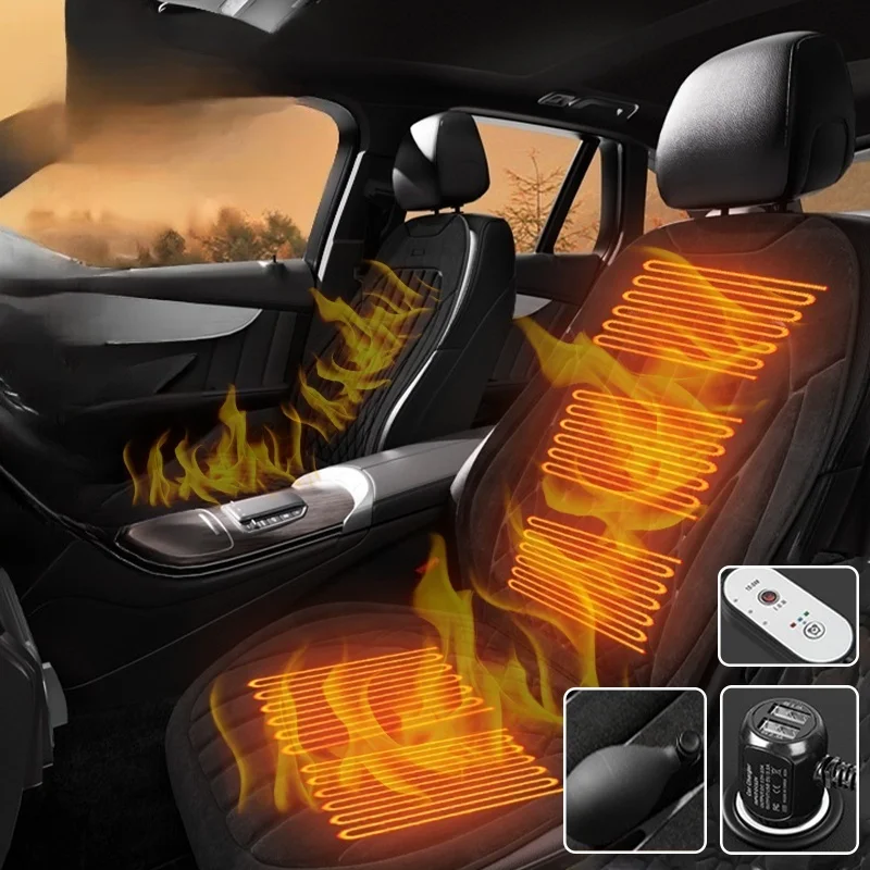 Graphene Heated Car Seats Covers 12v 24v Winter Warmer Auto Seat Cover Cushion Intelligent Start/Stop Accessories for Vehicles