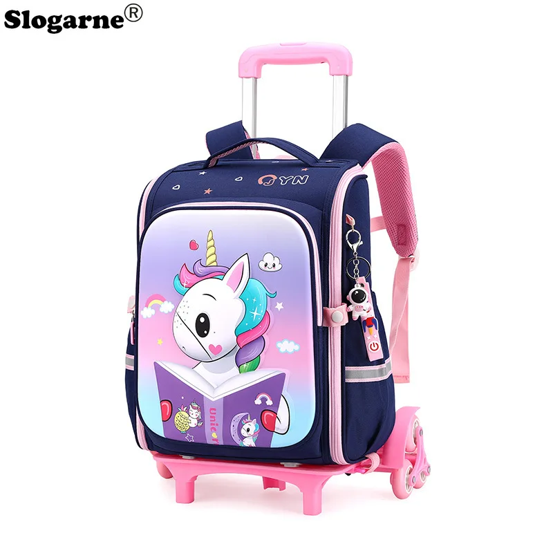 New Unisex School Bag Boys Rolling Backpack Bags Girls School Trolley Bag Wheeled Backpacks Children School Backpack with Wheels