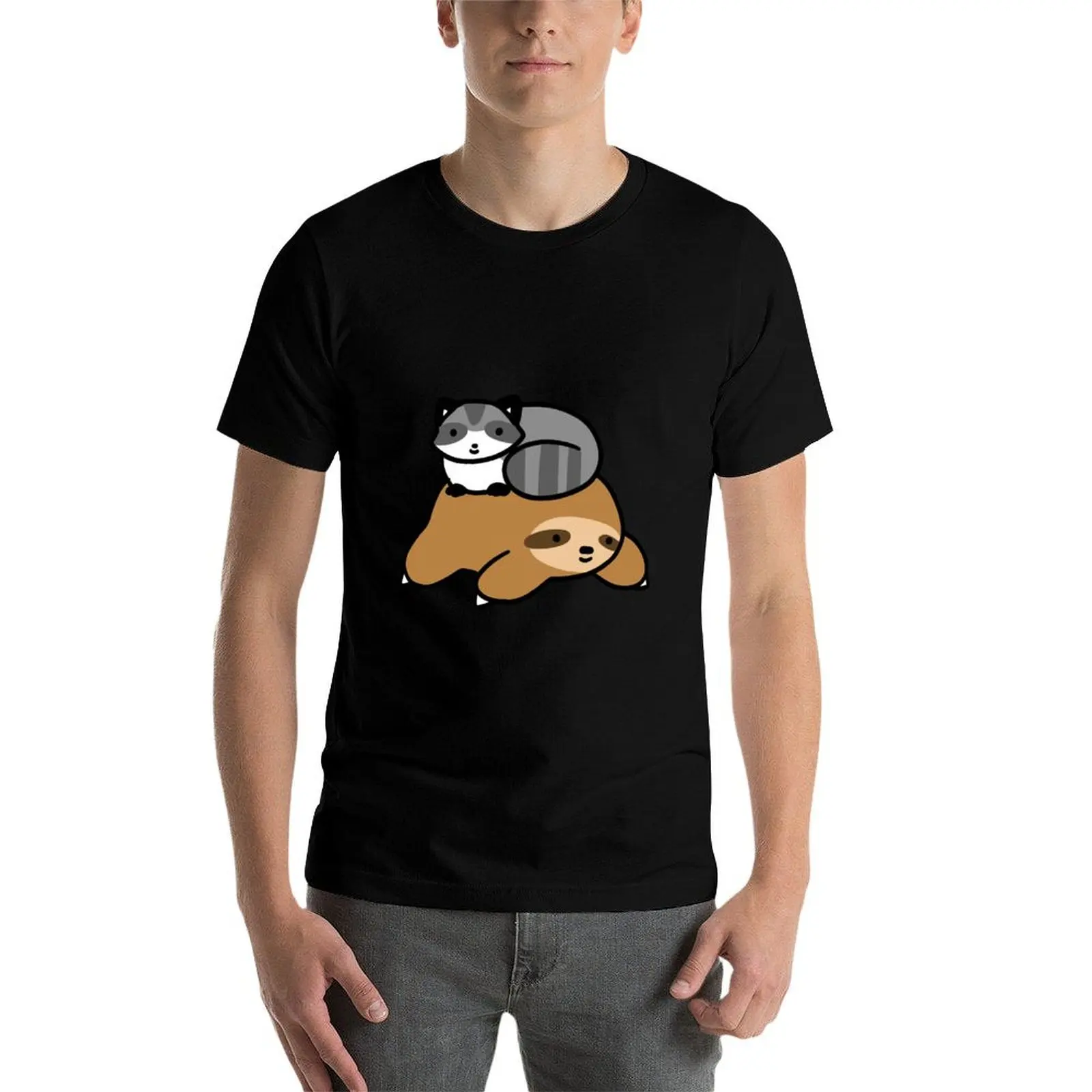 

Sloth and Raccoon T-Shirt man t shirt heavy cotton cotton tshirt 100% t shirt man cotton T-Shirt