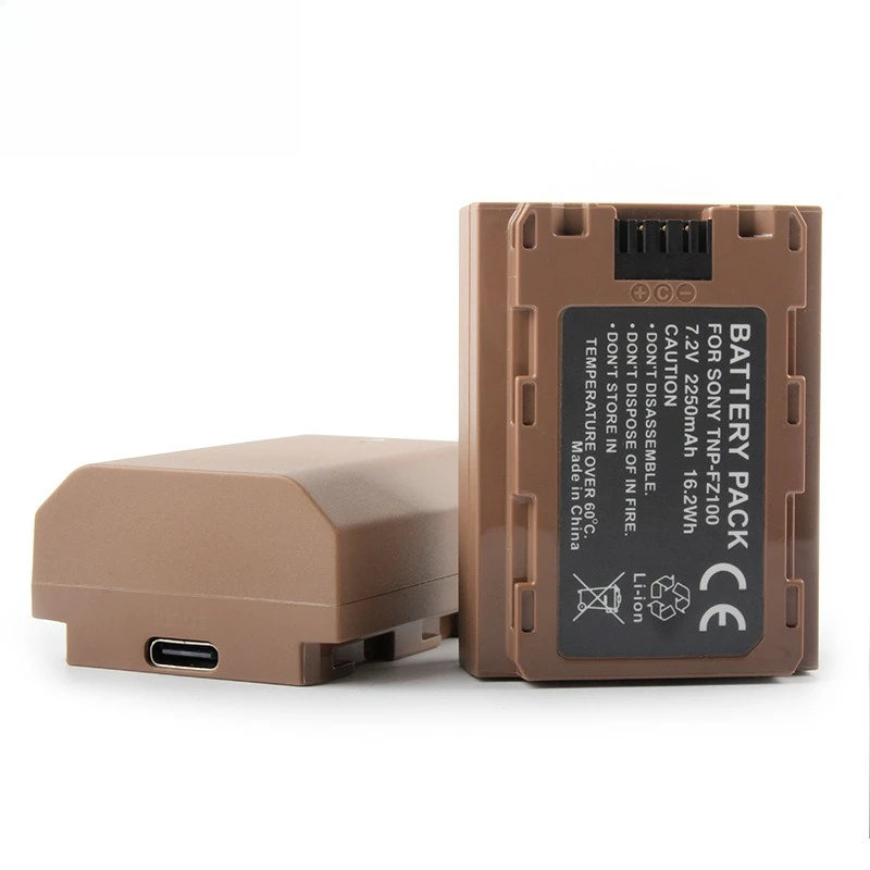 Bateria FZ100 de carga direta tipo C 2250mAh para Sony compatível com câmera A7III A7M3 A7S3 A9II A7RIV A7R4 A7C Alpha 9 7 Series