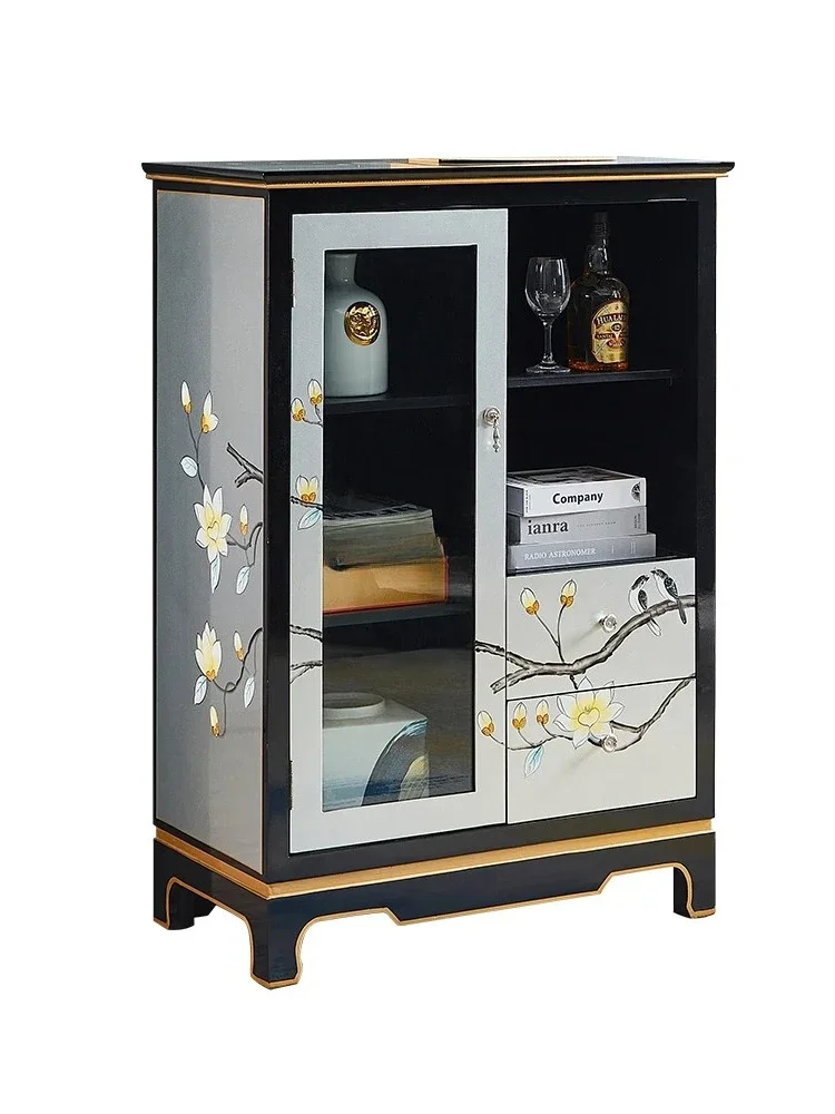 

Новый светлый роскошный сервант в китайском стиле, расписная стеклянная стена, домашний шкаф для хранения в прихожей, винный шкаф