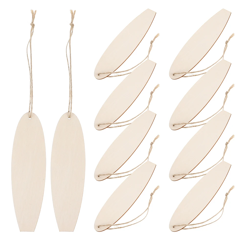 20개 블랭크 서핑보드 모양 나무 장식품, DIY 비치 스타일 공예품, 실내외 해안 테마 장식 기념품