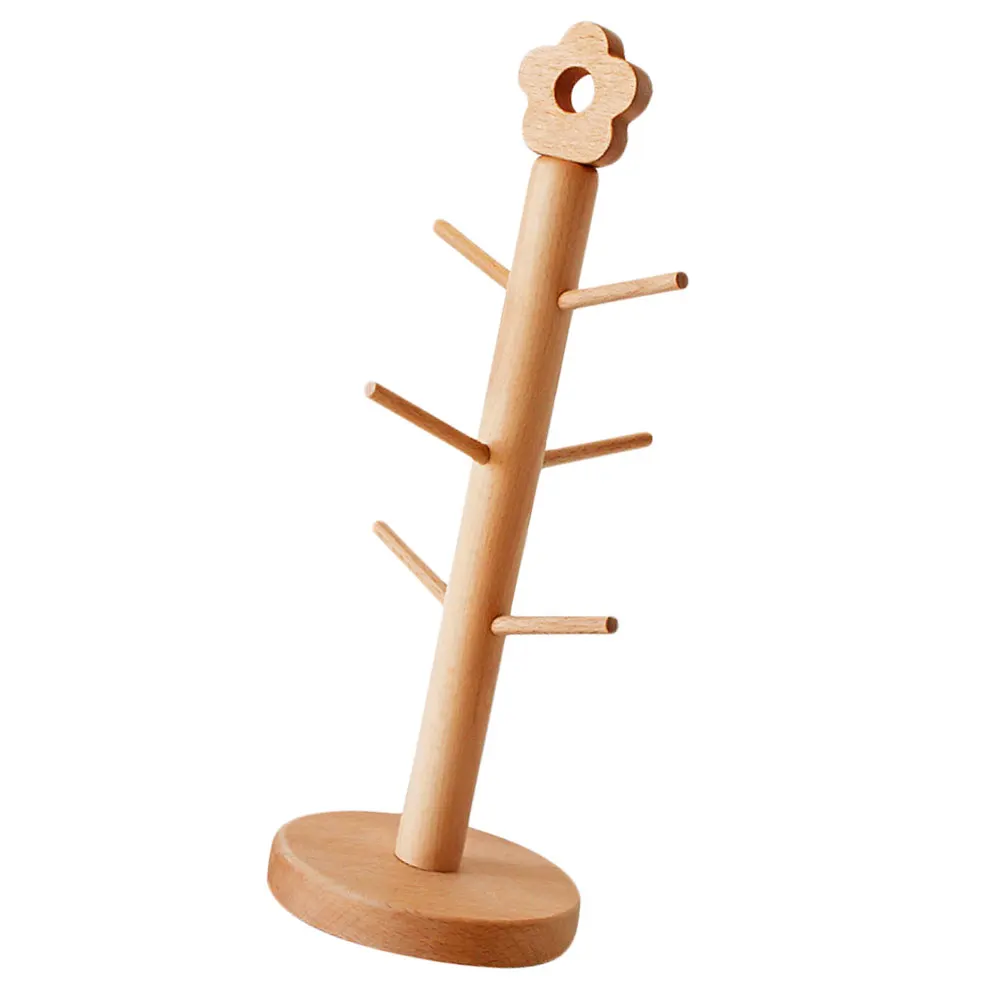 

Wooden Mug Rack Multi purpose Hanging Storage Khaki Sturdy Anti skid Home Cafe Hotel Restaurant Wooden Cup ganizer