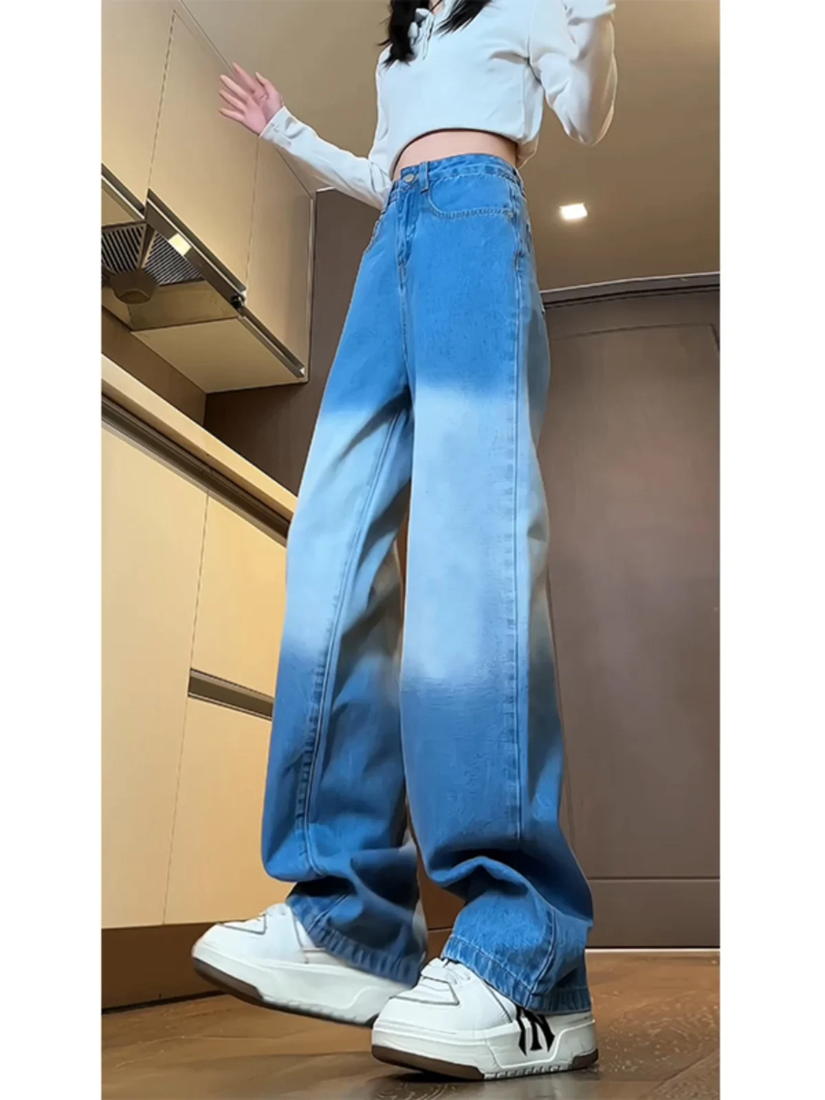 

American Hiphop adient Loose Straight Leg Jeans Men's Trendy Brand Design Tie Dye High Street Haome Long Pants