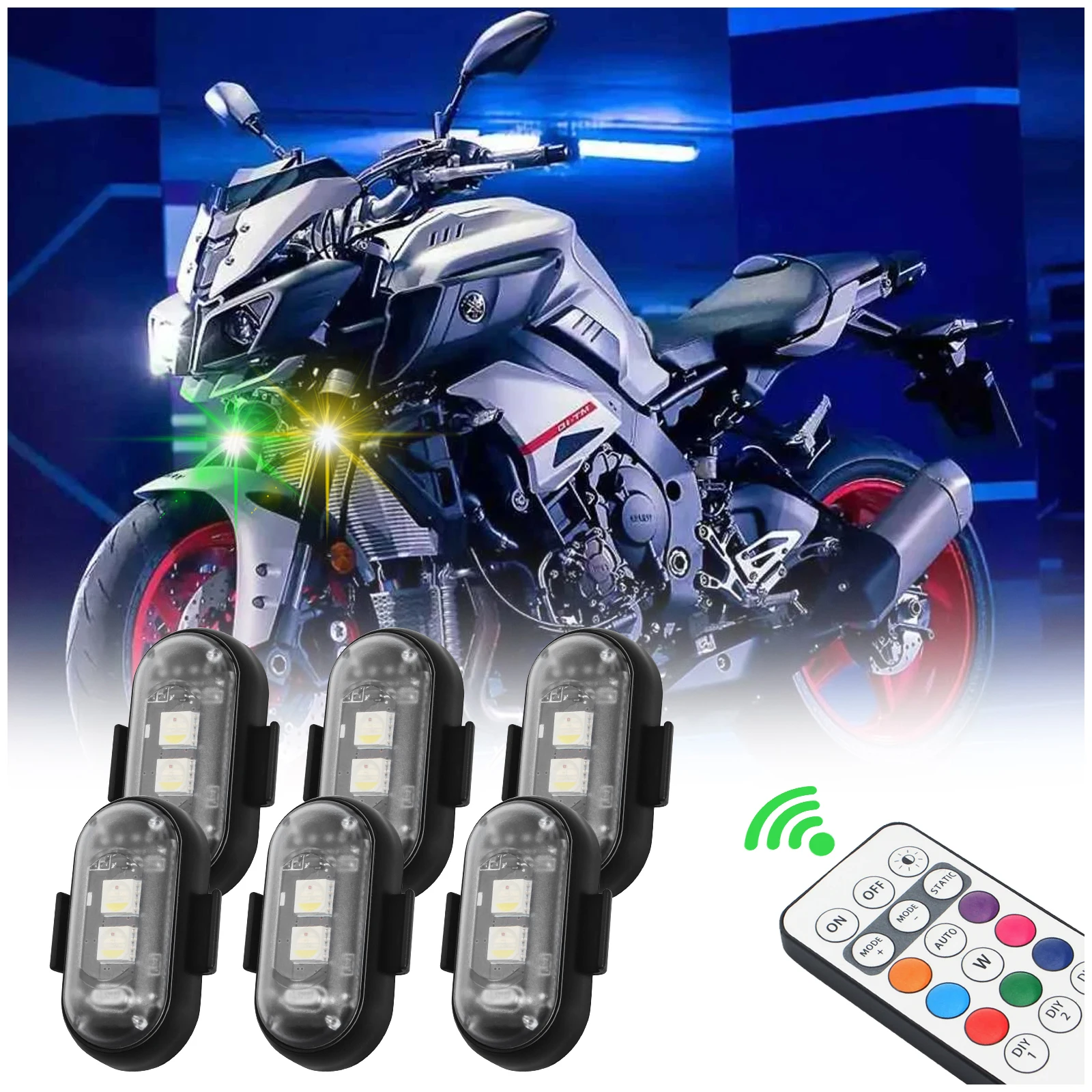 

Led Aircraft Strobe Lights Remote Control Motorcycle Wireless Led Strobe Lights 8 Colors Waterproof Warning Lamp Flash Position