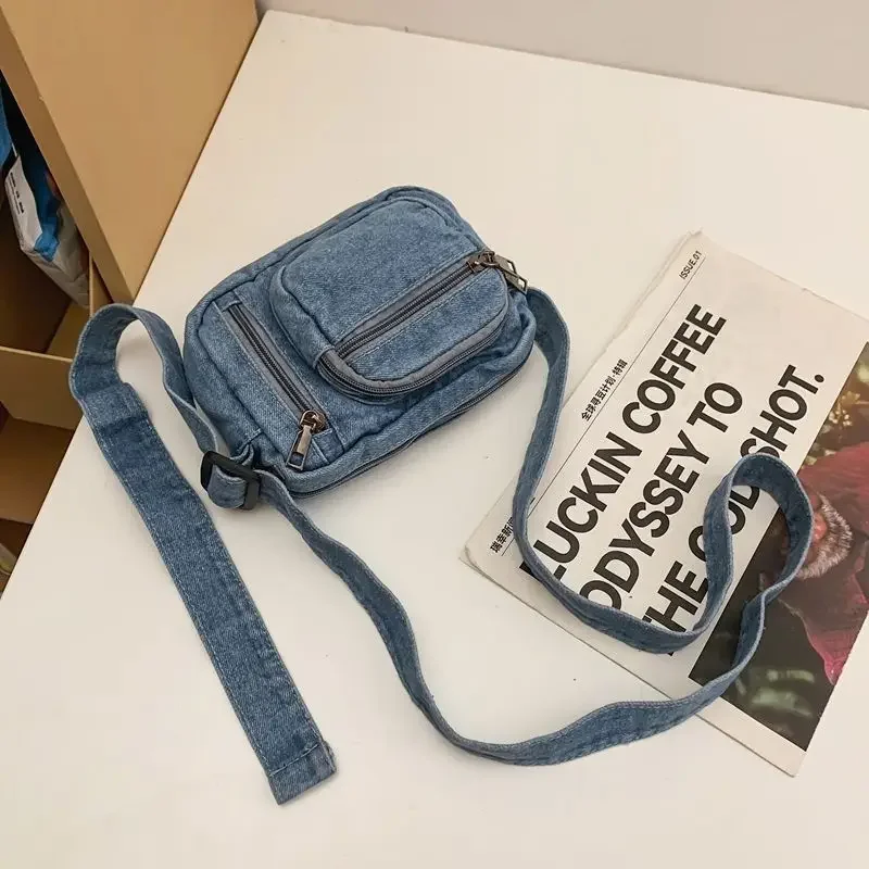 Retro Sense Fallow Small Bag New Style Fashion Denim Mini - Mobile Phone Bag Men and Women Literature and Art Shoulder Bag