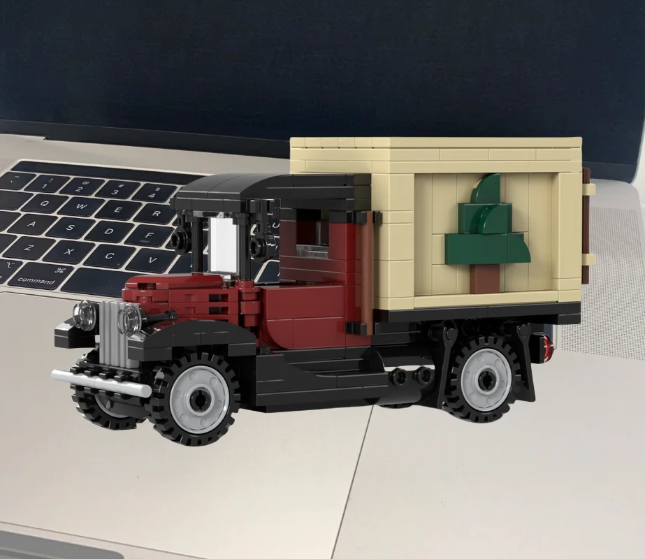 MOC Christmas tree pickup truck small particles with toy building blocks adornment 254pcs set boys