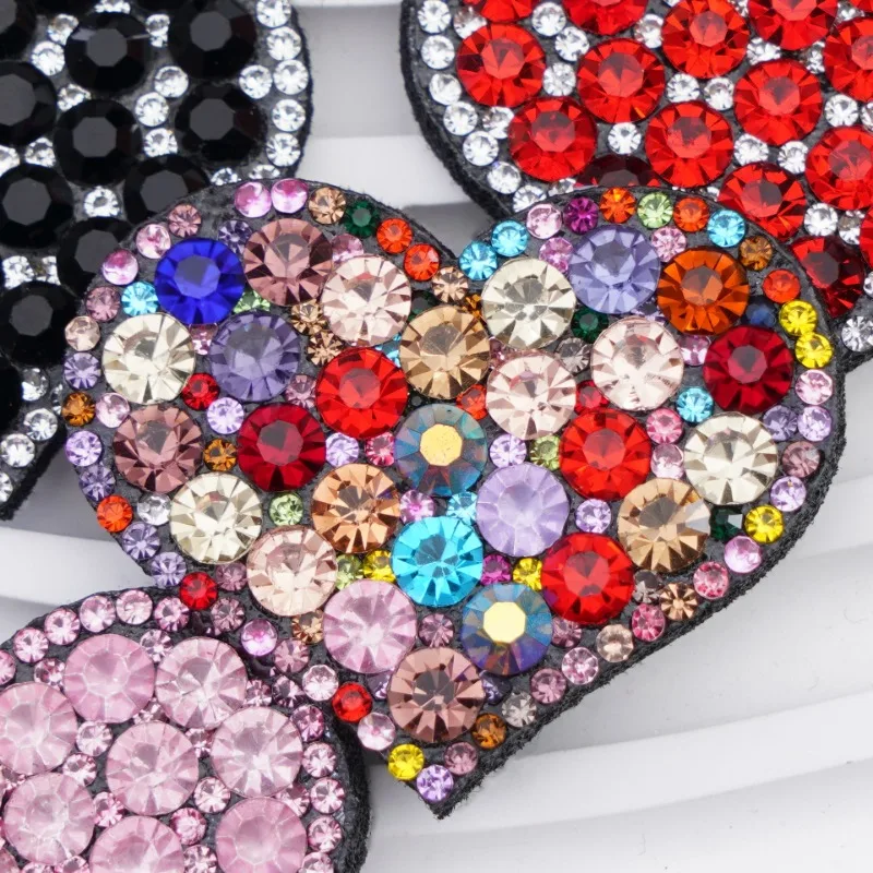 Creative Rhinestone Patches Fashion Heart Iron on Cloth Sticker Hair Clips Dress Shoes Hats Accessories Party Banquet Women Gift