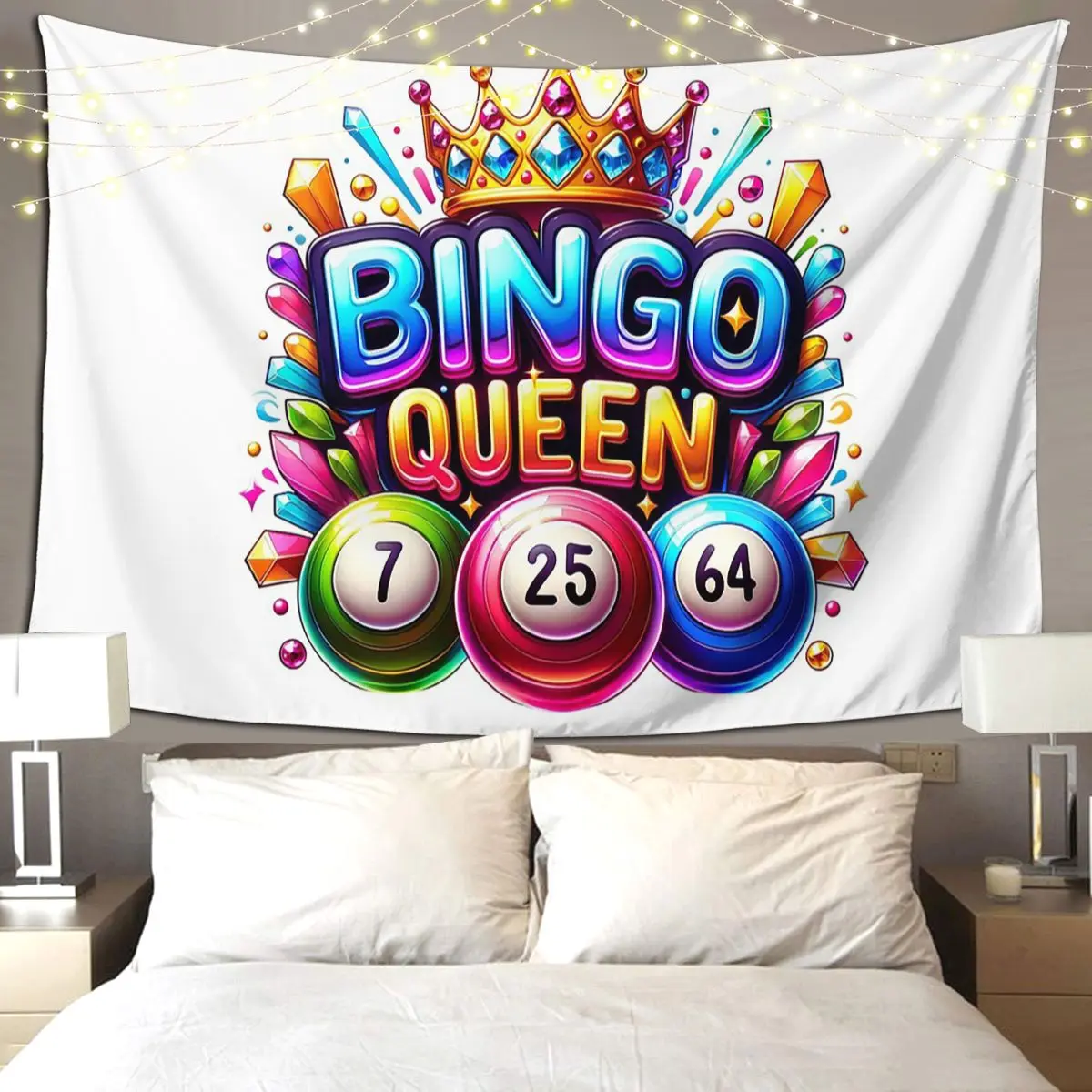 

Королева Бинго Лучший игрок отпуска Гобелен Бинго Забавный настенный Эстетический домашний декор Гобелены для гостиной Спальня Общежитие