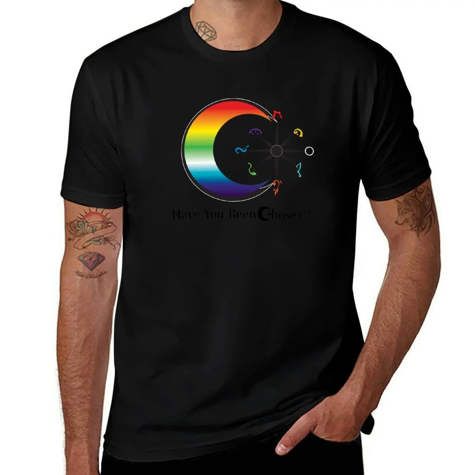 Macy Blake -Have You Been Chosen: Rainbow Moon T-Shirt Basic Short Sleeve Cotton Blend T-Shirt