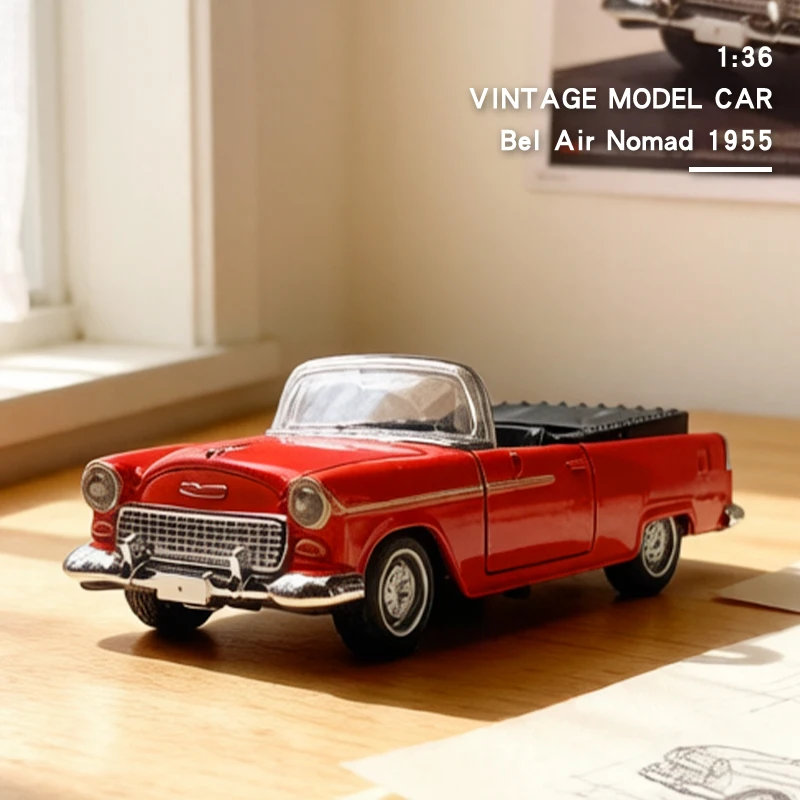 1/43 Vintage Retro Car Model,Bel Air Nomad 1955 Cabriole,Die-Cast Metal,Exquisite Compact Pocket Car,Collectible,Home Decoration