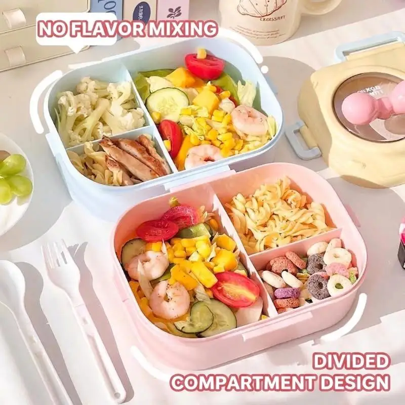 Cute Macaron Bento Box Freezer Safe Portable Lunch Container for Women Teens Meal Prepping Storage