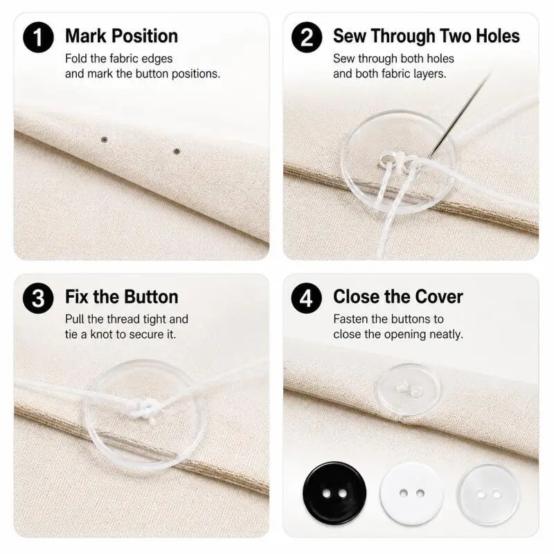 7,5–20 mm Transparente weiße kleine Knöpfe mit zwei Löchern, schwarze Anzugknöpfe, runde Harz-Nähknöpfe für DIY Scrapbooking – Detail 4