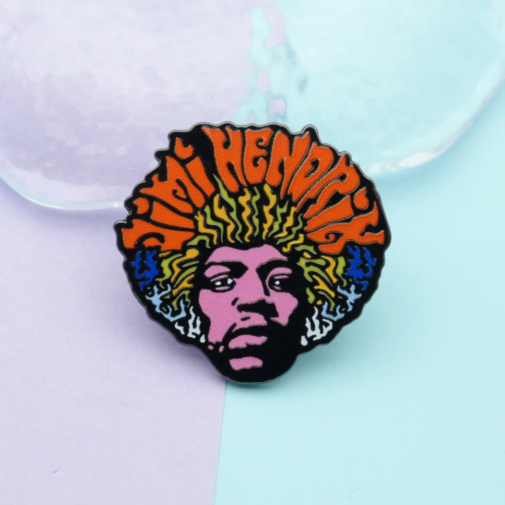 Rock Singer Jimi Badge The Greatest Electric Guitar Player Brooch Hip Hop Punk Jewelry Collectible Souvenirs