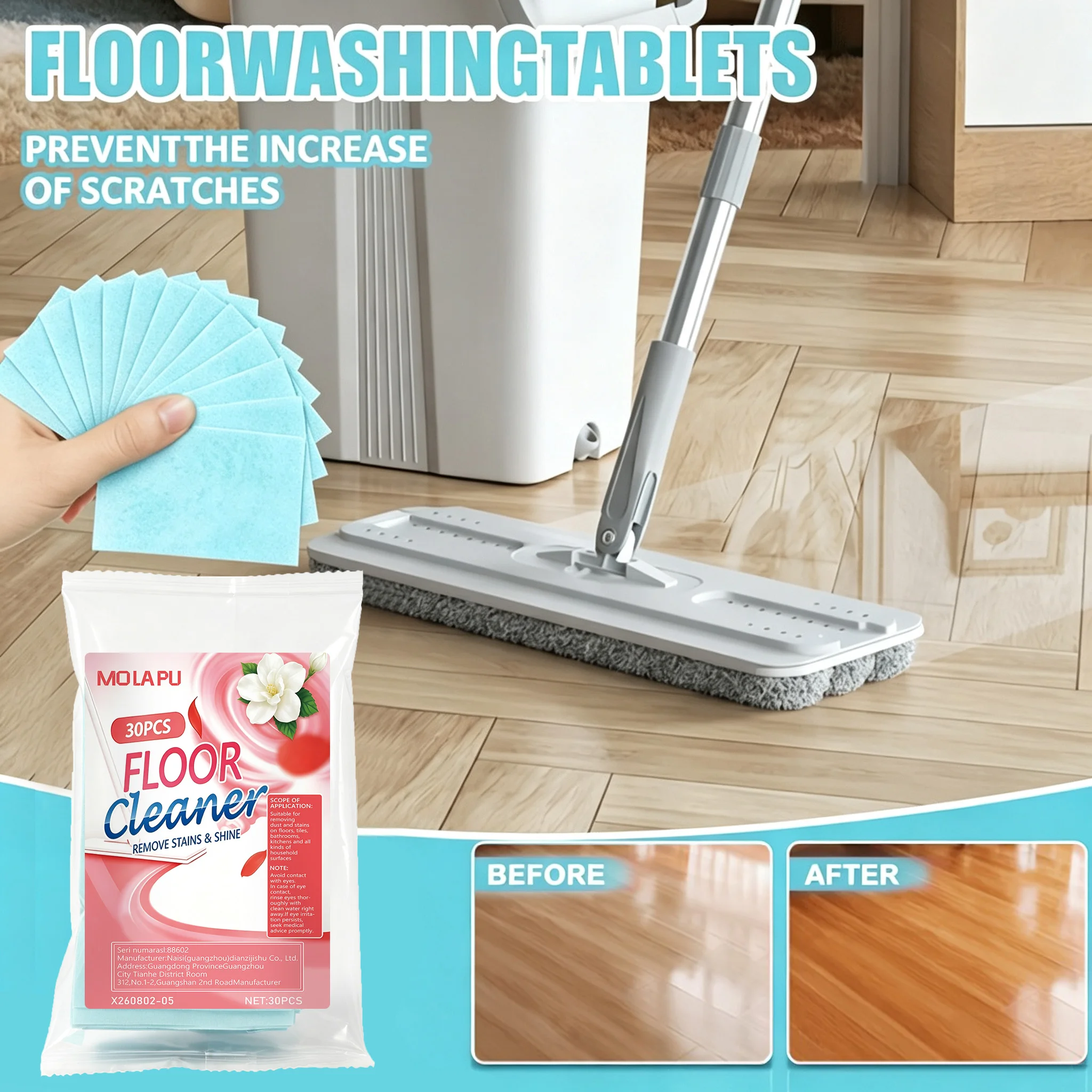 Floor Cleaning Tablets—Quick-Dissolving Formula with a Fresh Fragrance, Specially Designed for Floor Care, Effectively Removes Dirt, Limescale, and Daily Surface Deposits