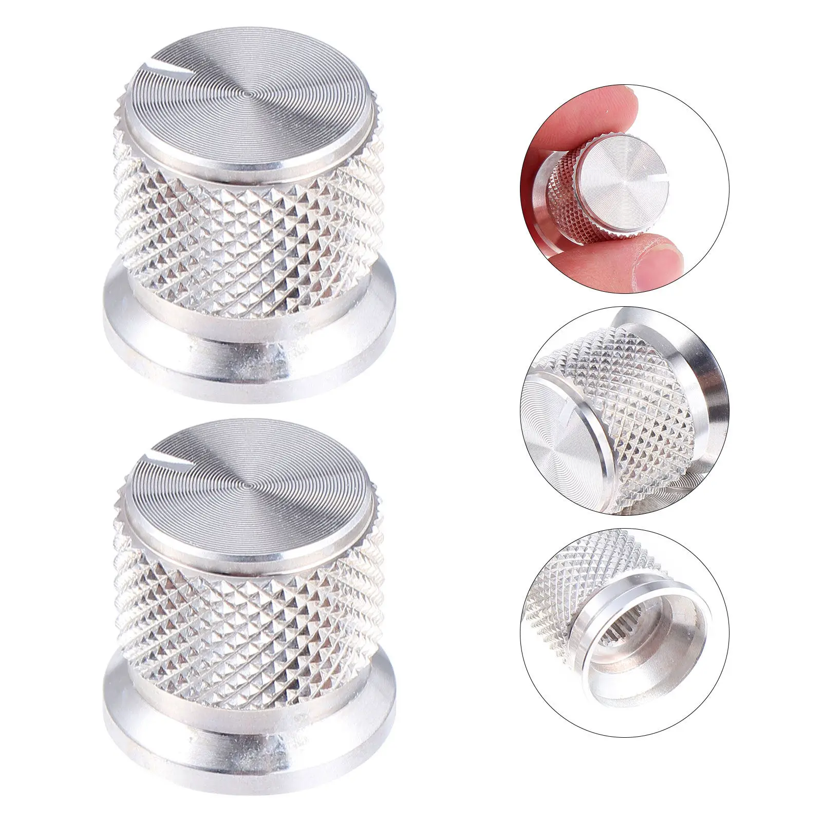 2 Pieces Knurled Flat Top Rotary Control Knobs Volume Tone for Electric Guitar Bass Amplifier Effect Pedal Knobs
