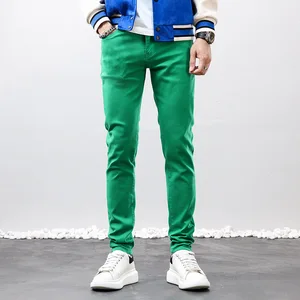 Herren gestickte Jeans, Streetwear -Mode schlank, rosa, grün, elastisch, Punkhose, Hip Hop, Mode 12 Hauptverkäufe Green Herren Jeans - №10