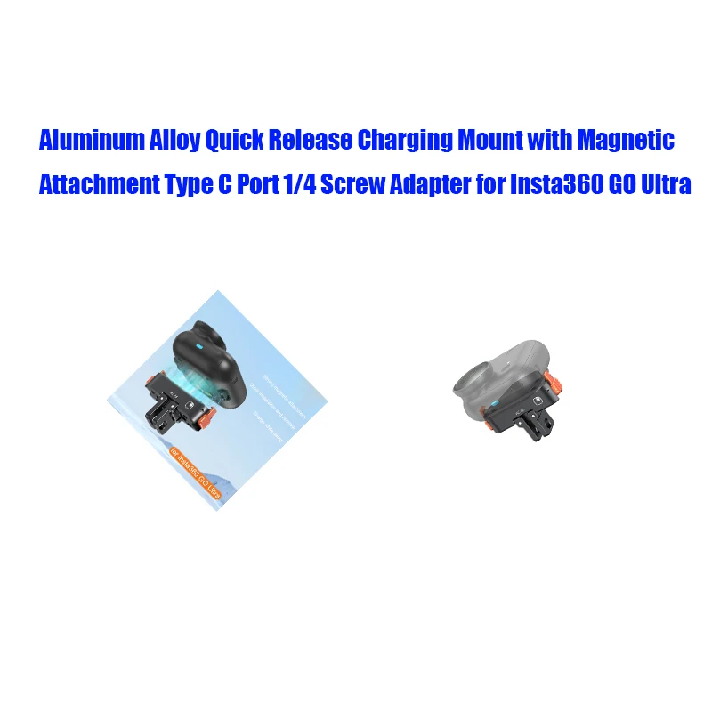 Aluminum Alloy Quick Release Charging Mount with Magnetic Attachment Type C Port 1/4 Screw Adapter for Insta360 GO Ultra