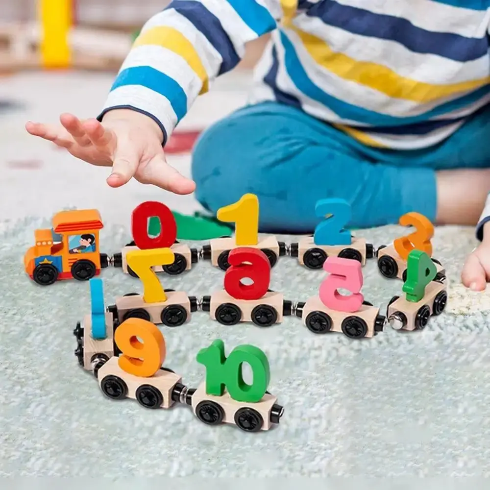 

Number/Animal Magnetic Wooden Train Toys Fruits/Dinosaur Educational Montessori Number Train Set