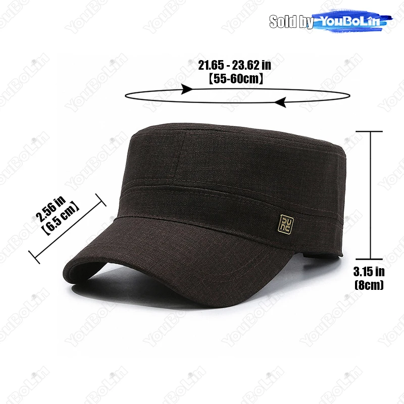 New Cotton Fashion Mens Womens Military Academy Students Military Enthusiasts Adjustable Flat Top Military Cap Trucker Hat