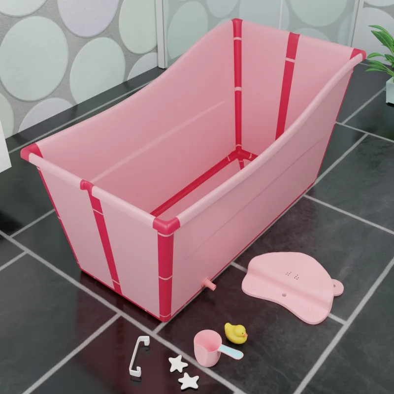 Foldable Family Bath Tub for Kids and Twins Large Capacity Easy Portable Inflatable Bathtub Bathing Bucket for Home Use Tub