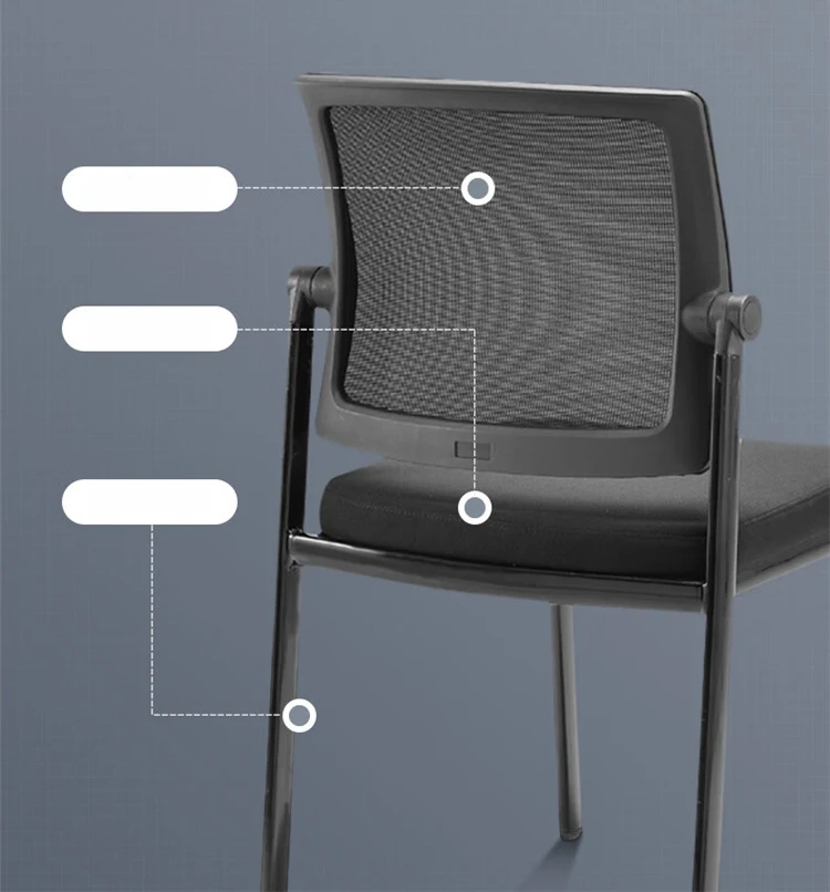 *Hot Sale Modern Design Rebounding Mesh Fabric Steel Frame Adjustable Height Stackable Armless Four Legged Training Office Chair