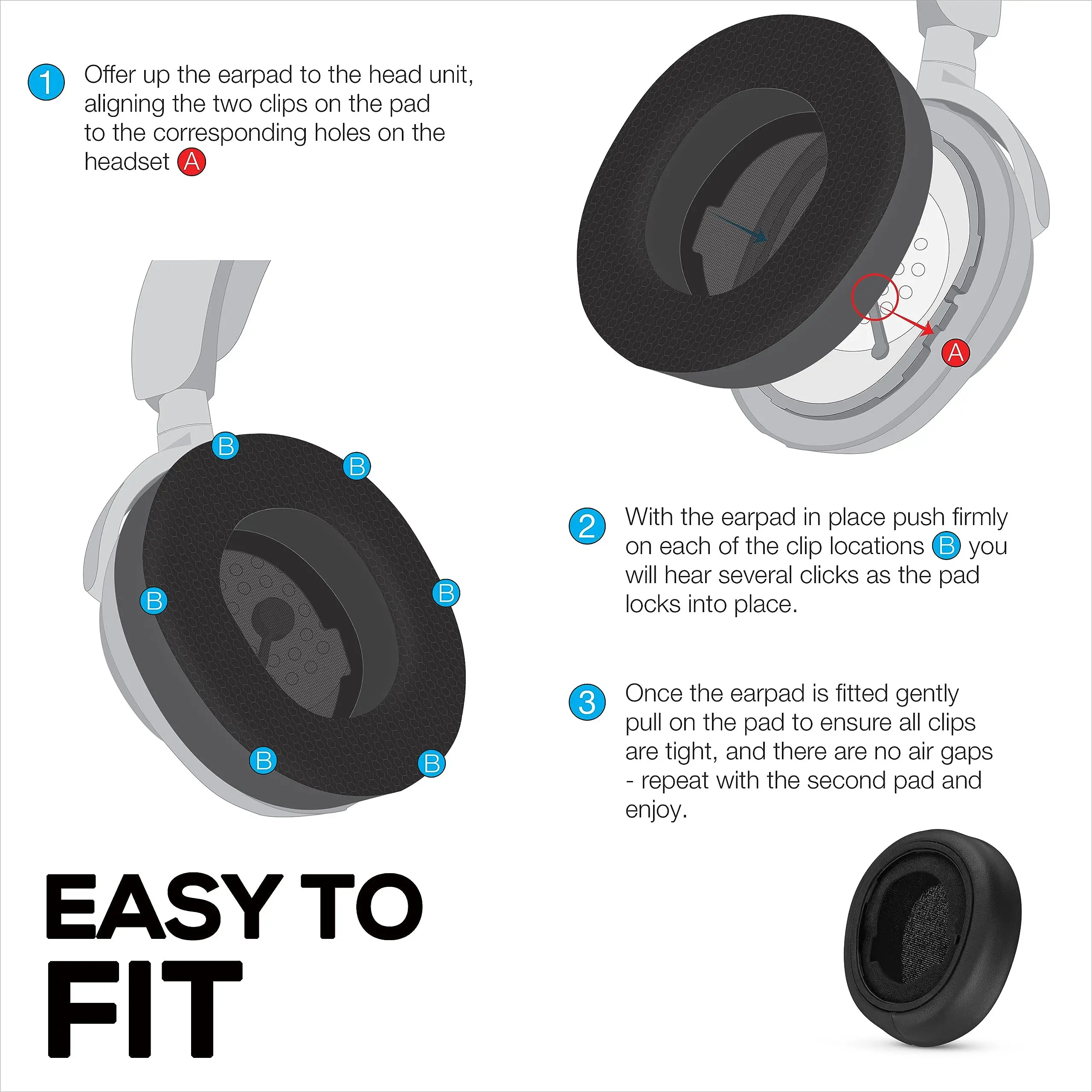 Hybrid Fabric Cooling Gel Ear Pads for Arctis Nova Pro Wireless - with Memory Foam, Cooling Gel & Breathable Mesh & Leather view 6