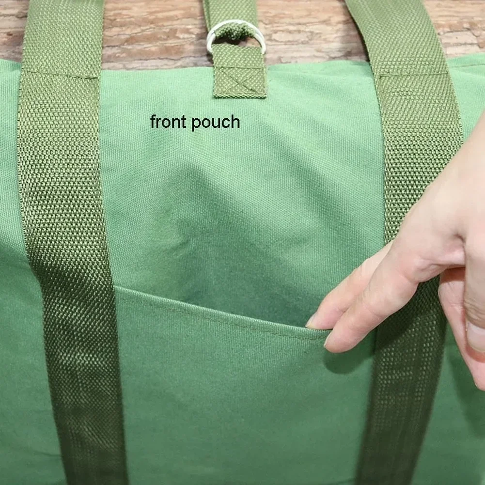 Large Capacity Canvas Log Carrier Bag With Side Pockets Soft Handle Firewood Storage Tote For Indoor Outdoor Fireplace Accessory