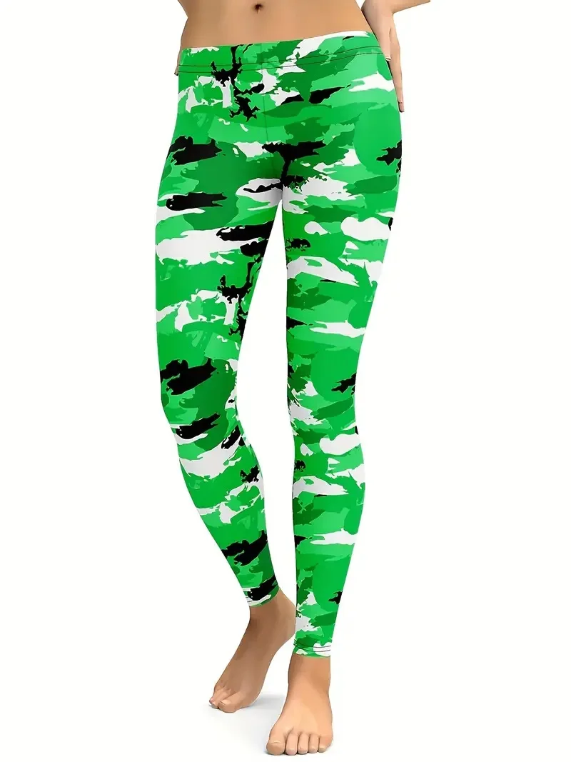 Camo print stretch Comfort casual slim-fit workout leggings for women with hip lift