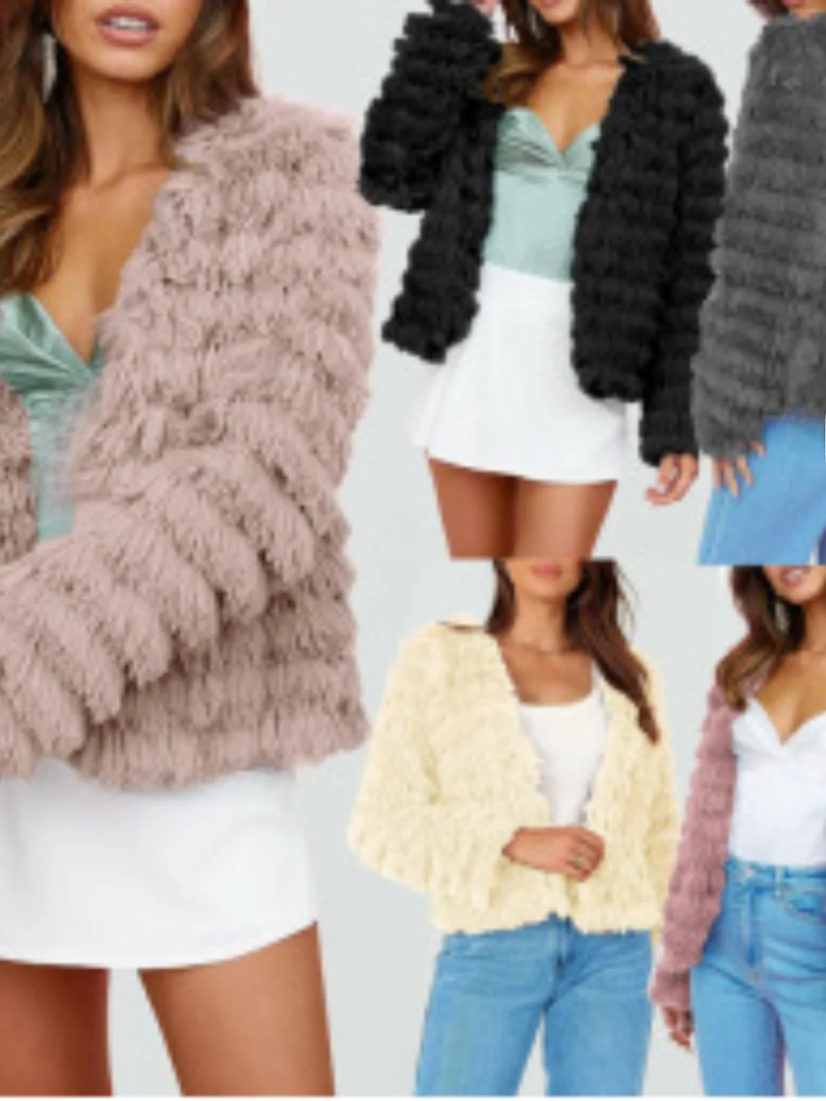 معطف نسائي أنيق من الفرو الصناعي، سميك للشتاء، معطف قصير بأكمام طويلة من ألياف البوليستر، تصميم فضفاض عصري