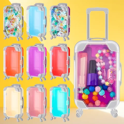 Miniature Mini Suitcase Candy Box Storage Accessories Portable False Eyelashes Packaging Boxs Simulation Trolley Case