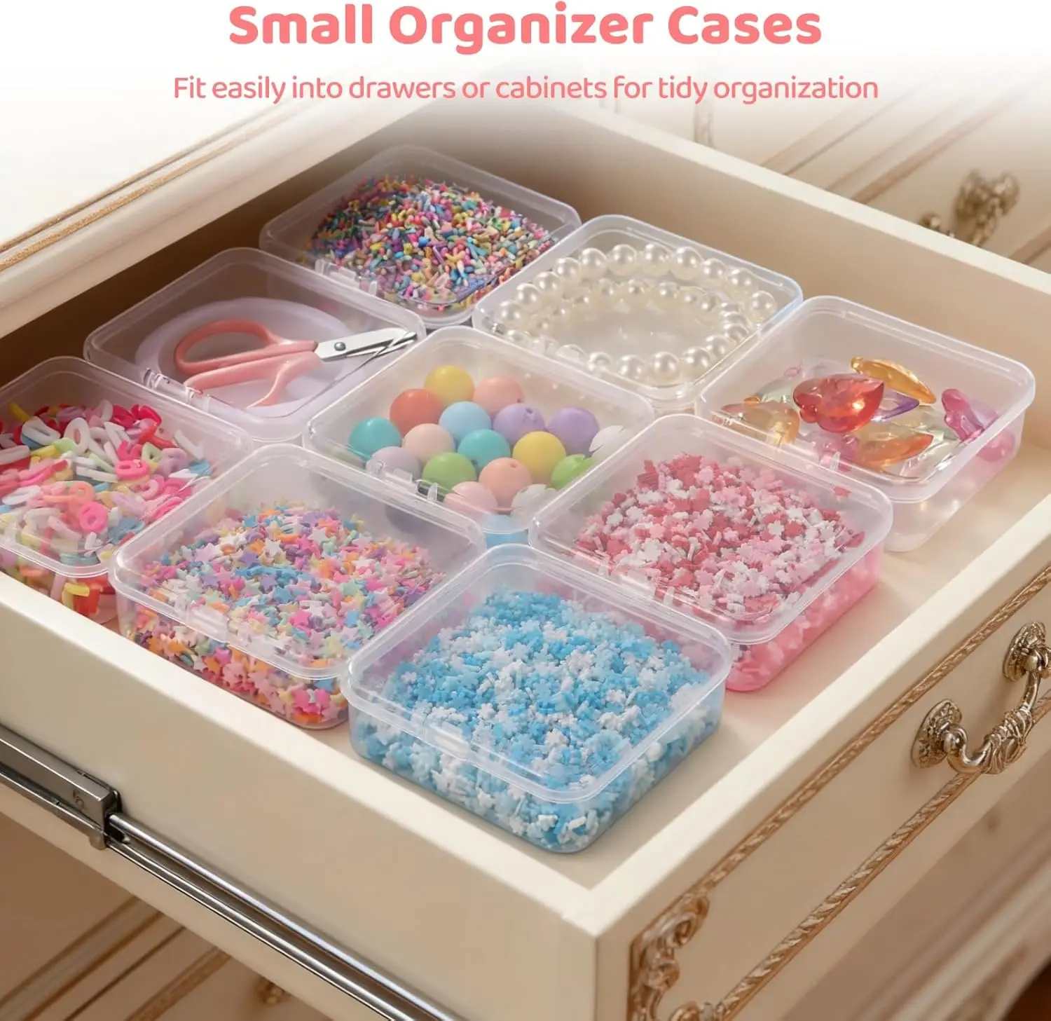 

120 Pcs Plastic Bead Storage Containers, 3×3×1" Clear Square Containers with Hinged Lids for Jewelry, Crafts, Small Items, Parts