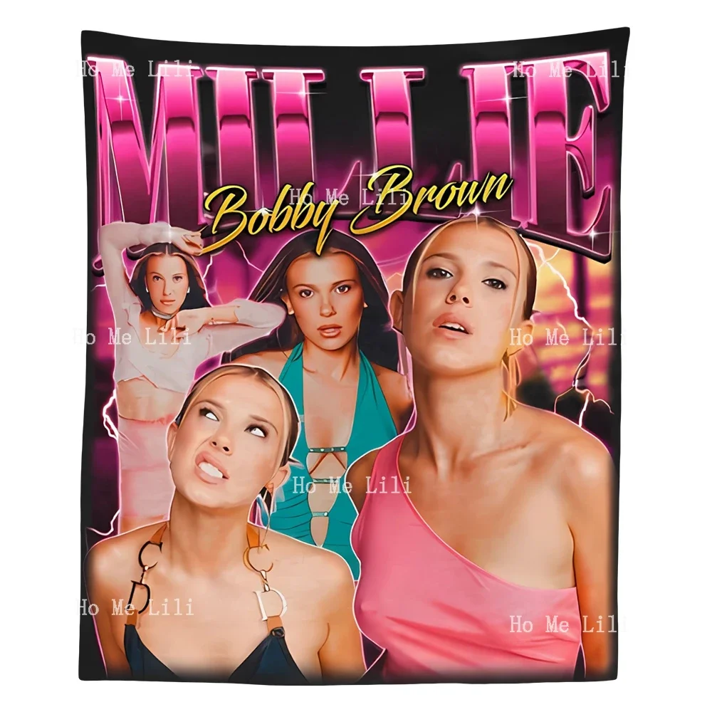 Millie Bobby Brown Retro 90s Fan Gift Homage Tapestry Wall Hanging For Bedroom Livingroom Modern Design