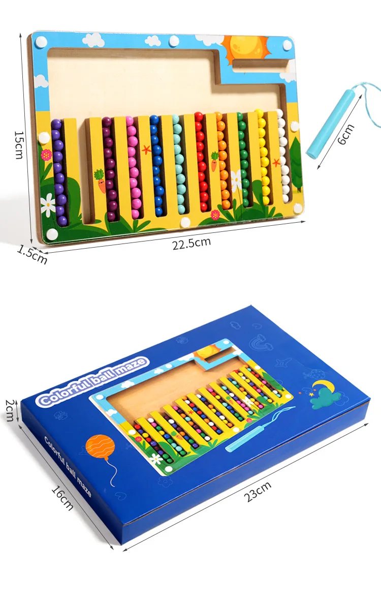 Color Classification Magnetic Maze Ball Runner Magnetic Pen Runner Game Hand Eye Coordination Exercise Kindergarten Puzzle Toy