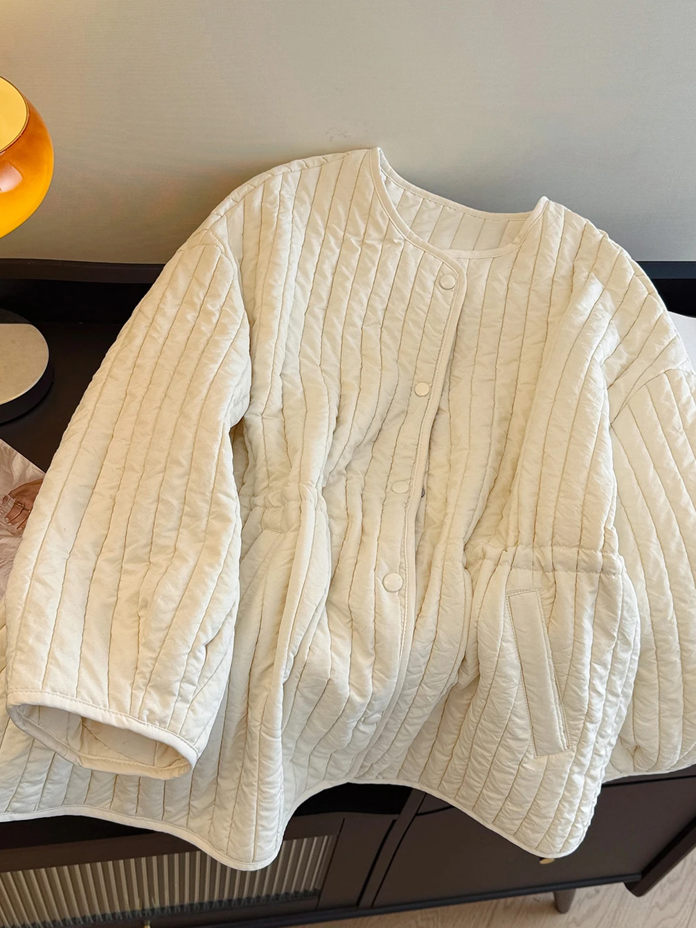 

Casual Loose Fit Women's Cotton Jacket round Neck Oversized Top Comfortable Warmth Long Sleeve Winter Outerwear