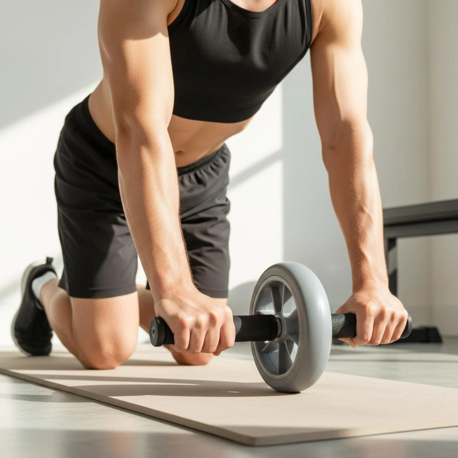 Ab Roller Double Shielding Covers Ab Wheel Core Crunch Roller Solid Construction Fitness Equipment Non-Slip Handles