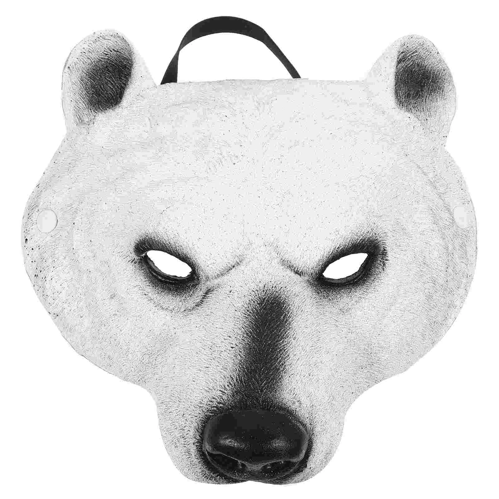 

Polar Bear Mask Mini Halloween Ornaments Prom Decorations for Party Aldult Masquerade Pu Animal Face Festival Man Bulk