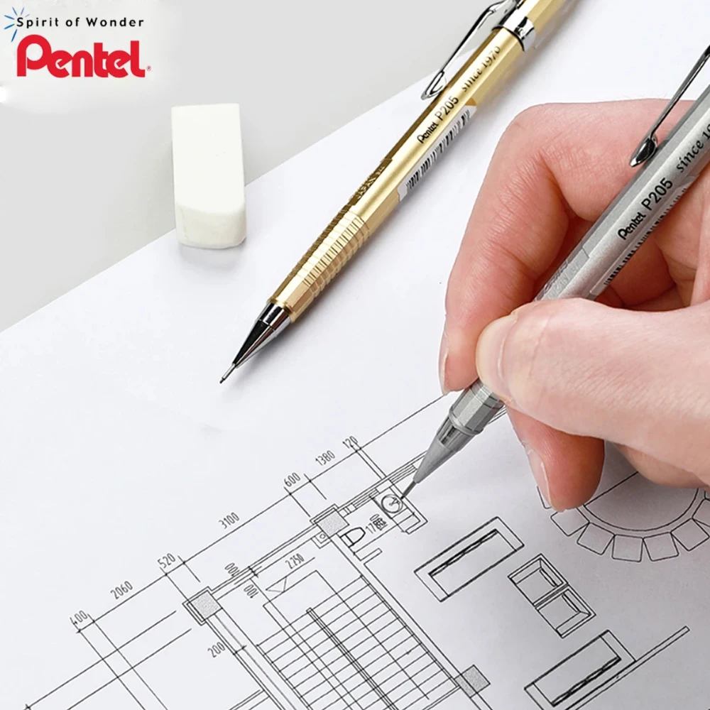 Japan Pentel Mechanical Pencils P205 Student Activity Pencil 0.5mm Low Gravity Office Drawing Cartoos Stationery School Supplies