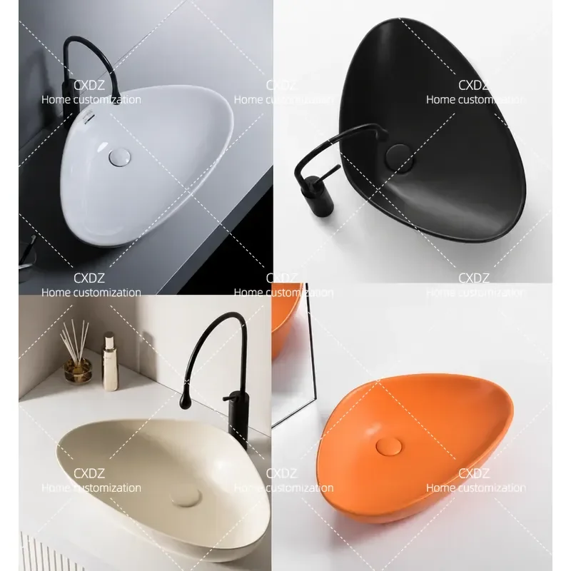 Triangle Ceramic Wash Basin Artistic On Stage Single Sink for Household Hotel Bathroom Vanity Countertop Modern Design