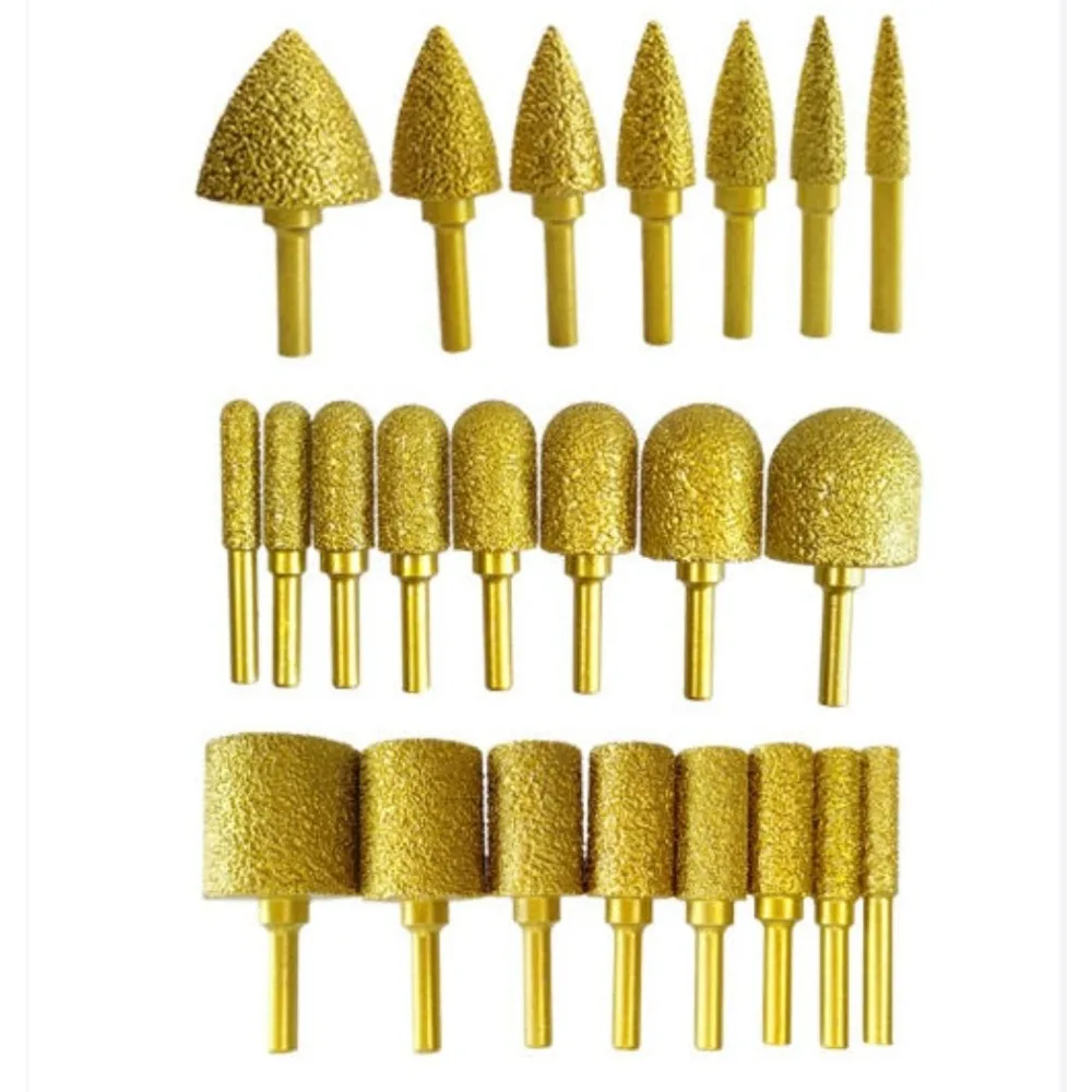 6mm Shank Brazed Diamond Grinding Polishing Head for Cast Iron Stone Marble Tile Deburring Metal Processing Carve