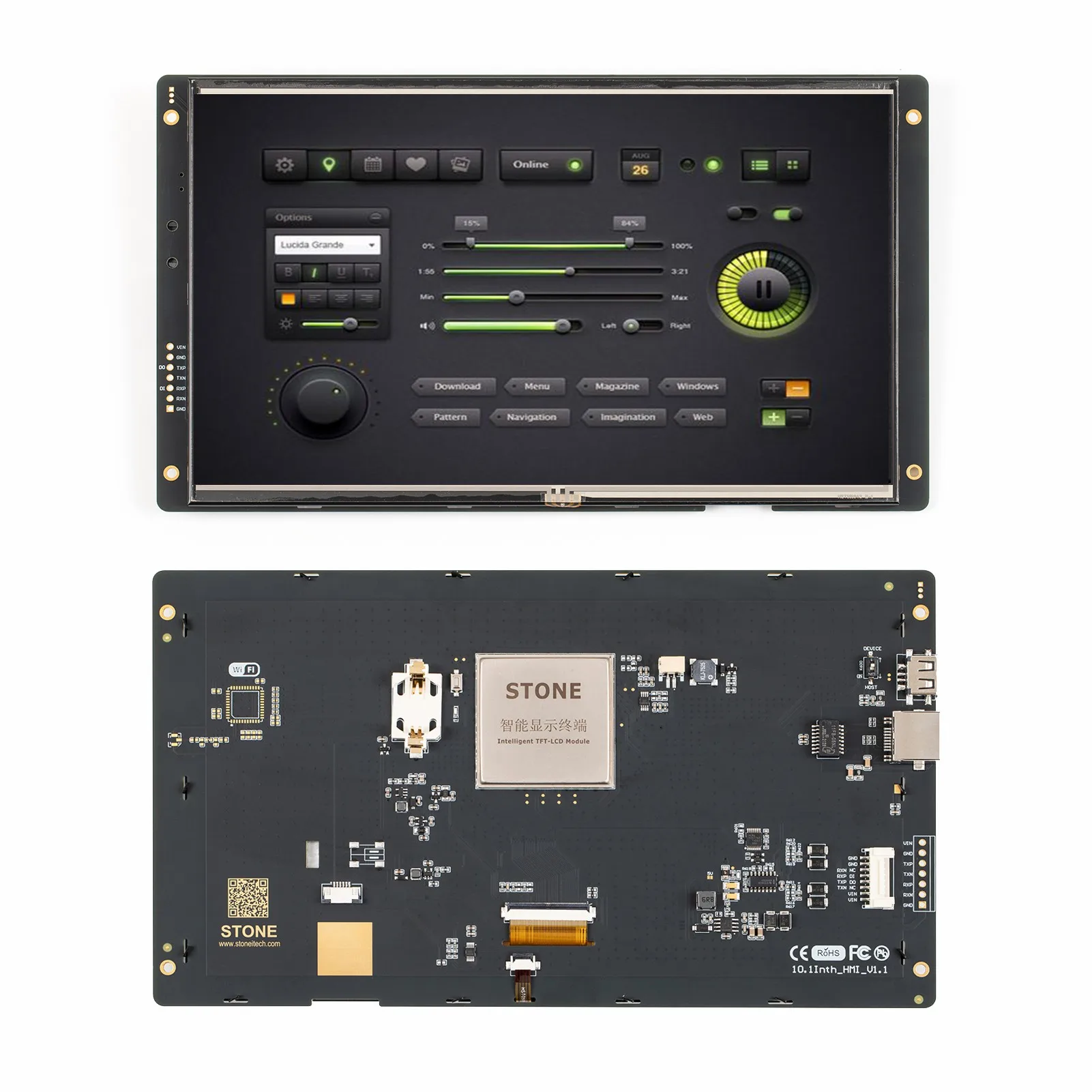 SCBRHMI 10.1'' Intelligent Resistive LCD Touch Display STWC070LT-01 Multifunction HMI Module with Enclosure