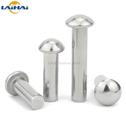 10/50pcs M0.8 M1 M1.2 M1.4 M1.6 M2 M2.5 M3 M4 M5 M6 A2-70 304 Stainless Steel Button Round Head Solid Rivet Self Plugging GB867