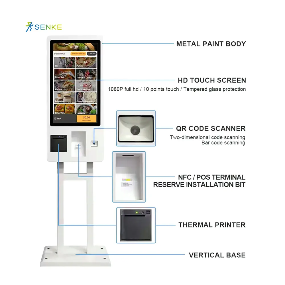 Senke 21.5 Inch Large Chain Restaurant Electronic Menu Unmanned Self-Ordering Self Serve Kiosk Ordering Kiosks