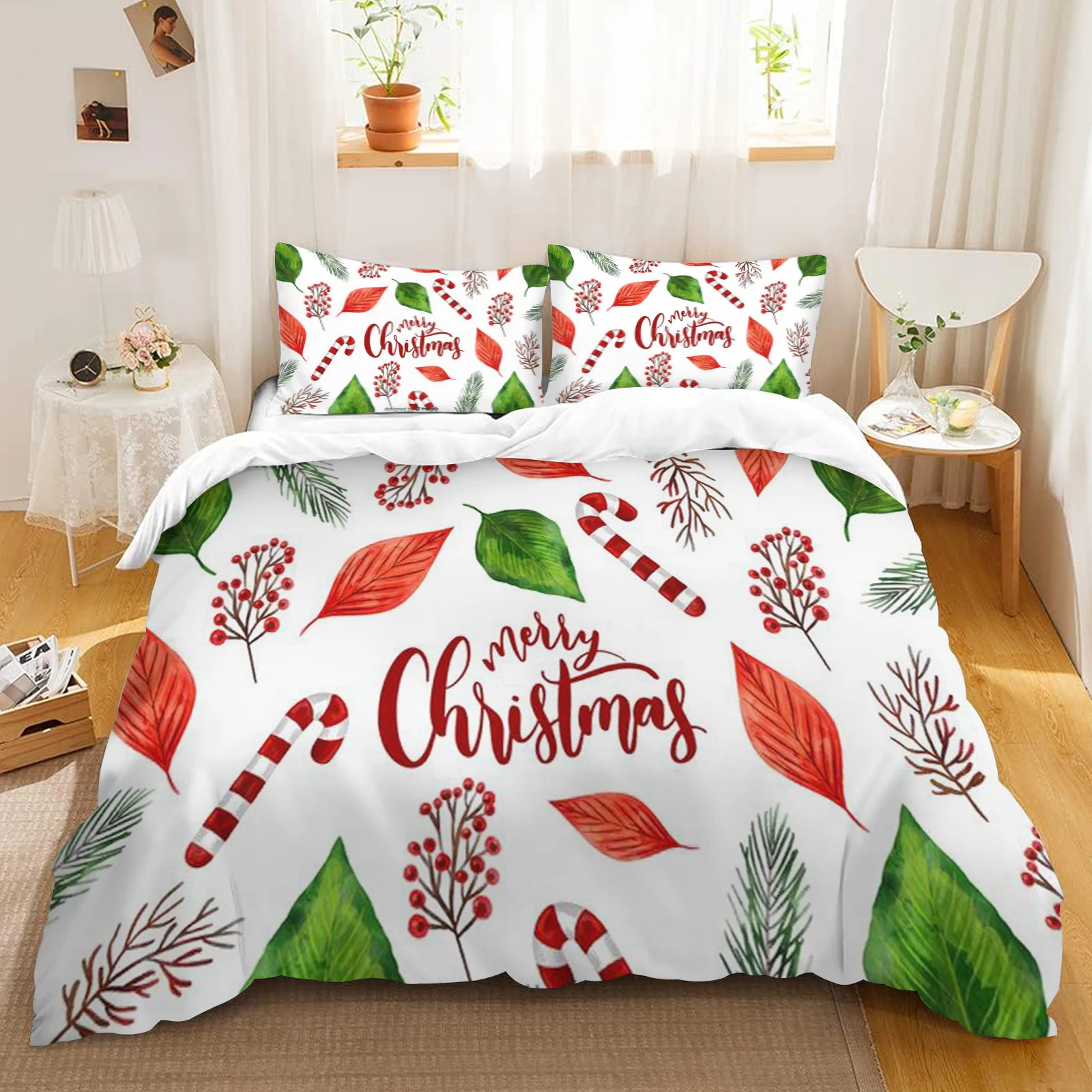 

Christmas Cartoon 3piece Design Bedding Cover and Pillowcase 75*50cm, Cartoon Children's Bedding Set with Zipper Comforter